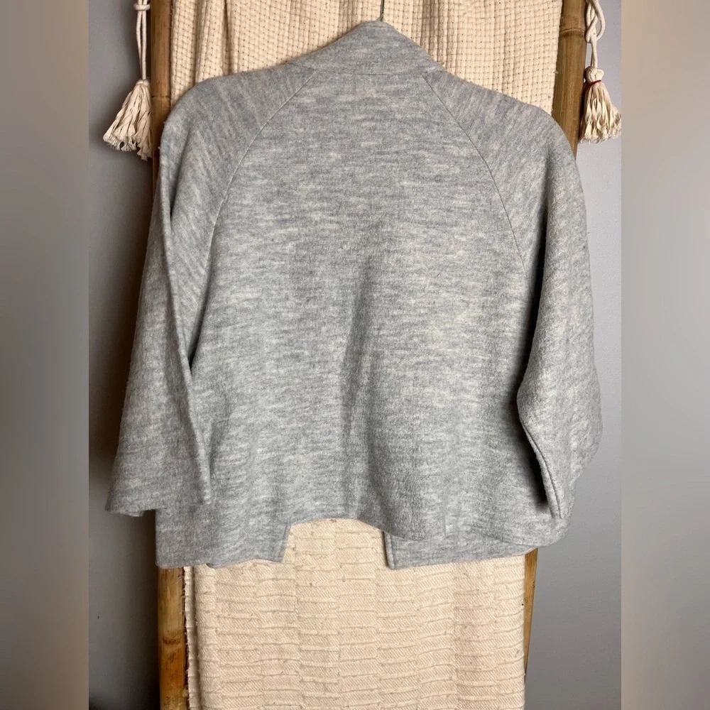HEATHER silver gray wool three quarter sleeve boxy jacket - Picture 7 of 7